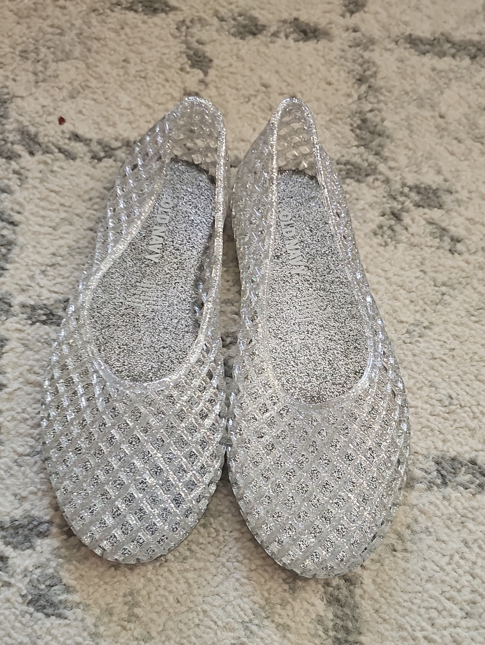 Sparkling Silver Jelly Flats - Little Girls Slip-On Ballet Shoes